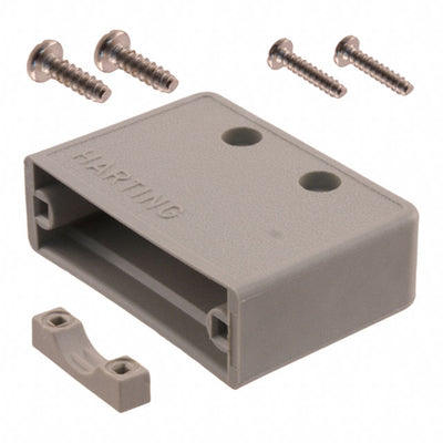 09670150411 by HARTING - CONNECTOR BACKSHELL 15POS 180DEG GRAY