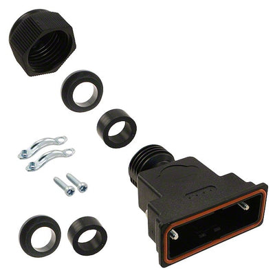 09670150439 by HARTING - CONNECTOR BACKSHELL 15POS 180DEG BLK