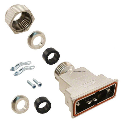 09670150538 by HARTING - CONNECTOR BACKSHELL 15POS 180DEG SHLD