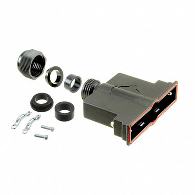09670370439 by HARTING - CONNECTOR BACKSHELL 37POS 180DEG BLK