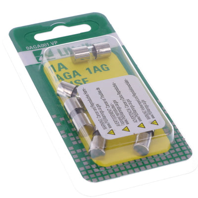 0AGA001.VP by Littelfuse Inc. - FUSE GLASS 1A 32VAC/VDC 5 PK CRD