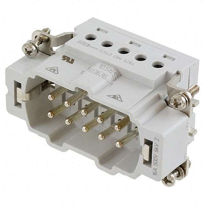 1-1103636-1 by TE Connectivity AMP Connectors - INSERT MALE 10POS+1GND SCREW