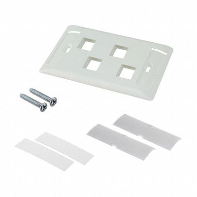 1-2111203-3 by TE Connectivity AMP Connectors - FACEPLATE SNGL GANG 4PORT WHITE