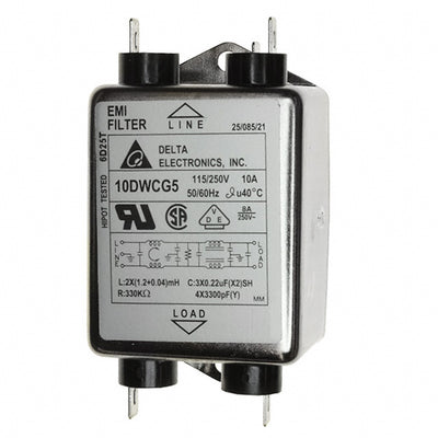 10DWCG5 by Delta Electronics - LINE FILTER 115/250VAC 10A CHASS