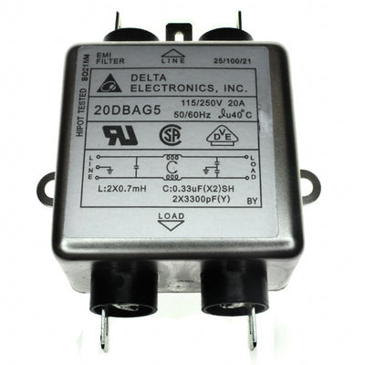 20DBAG5 by Delta Electronics - LINE FILTER 115/250VAC 20A CHASS