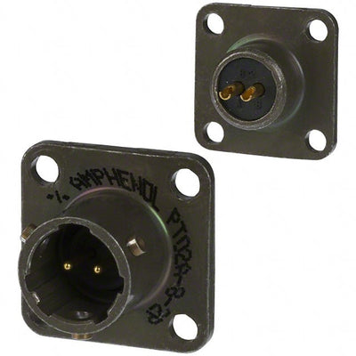 PT02A-8-2P by Amphenol Industrial Operations - CONNECTOR RECPT MALE 2P GOLD SLDR CUP