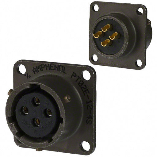 PT02E-12-4S by Amphenol Industrial Operations - CONNECTOR RECPT FMALE 4P GOLD SLDR CUP