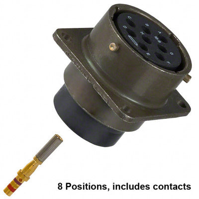 PT02SE-16-8S by Amphenol Industrial Operations - CONNECTOR RECPT FMALE 8POS GOLD CRIMP