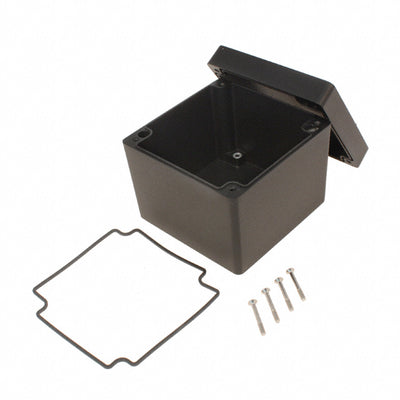 1550Z137BK by Hammond Manufacturing - BOX ALUM BLACK 4.756""L X 4.756""W