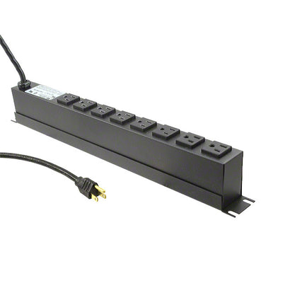 1583T8B1BK by Hammond Manufacturing - POWR STRP 19""15A 8OUT 15'CRD BLK