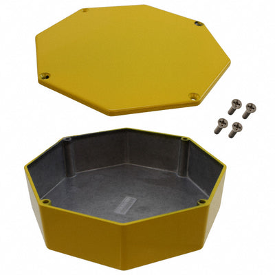 1590STPCYL by Hammond Manufacturing - BOX ALUM YELLOW 5.23""L X 5.23""W