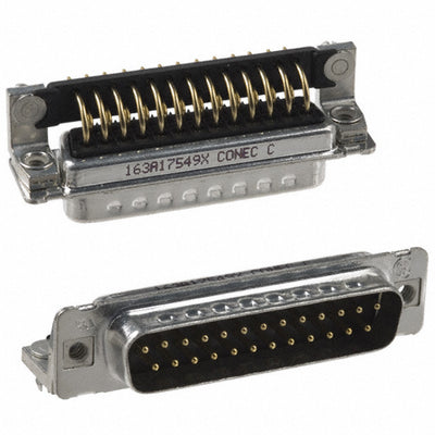 163A17549X by Conec - CONNECTOR D-SUB PLUG 25POS R/A SLDR