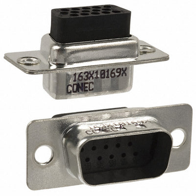 163X10169X by Conec - CONNECTOR D-SUB HD HOUSING PLUG 15POS