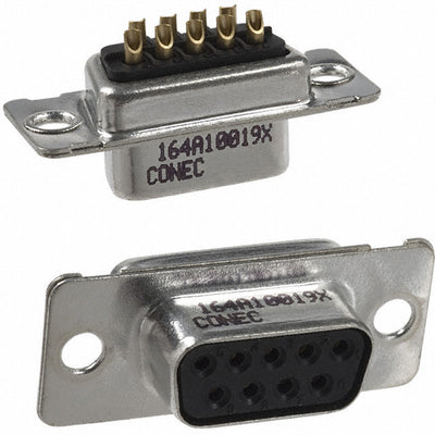 164A10019X by Conec - CONNECTOR D-SUB RCPT 9POS SLDR CUP