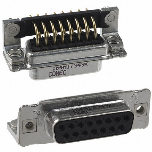 164A17949X by Conec - CONNECTOR D-SUB RCPT 15POS R/A SLDR