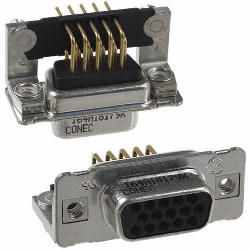 164A18179X by Conec - CONNECTOR D-SUB HD RCPT 15P R/A SLDR