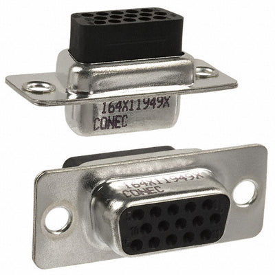 164X11949X by Conec - CONNECTOR D-SUB HD HOUSING RCPT 15POS