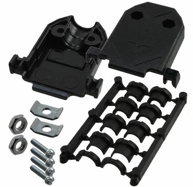17E-1725-1 by Amphenol ICC (Commercial Products) - CONNECTOR BACKSHELL 15POS 180DEG BLK