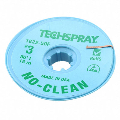 1822-50F by Techspray - DESOLDER BRAID NO-CLN 0.075"" 50