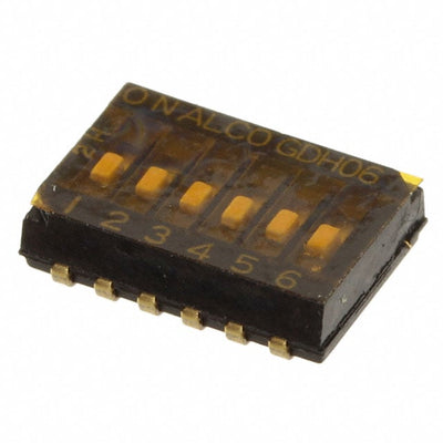 GDH06SA04 by TE Connectivity ALCOSWITCH Switches - SWITCH SLIDE DIP SPST 25MA 24V