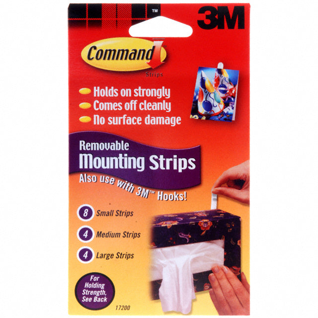 17200 by 3M - COMMAND ADHESIVE STRIPS 8S 4M 4L