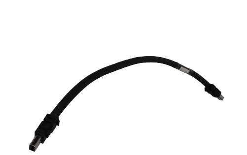 Black cable with connectors on a white background