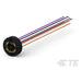 A 5-pin electronic connector with a black circular base and five colored wires (purple, black, gray, red, and gold) extending outwards, shown on a white background with a faint ETE logo in the bottom right corner.