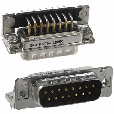 241A16070X by Conec - CONNECTOR D-SUB PLUG 15POS R/A SLDR