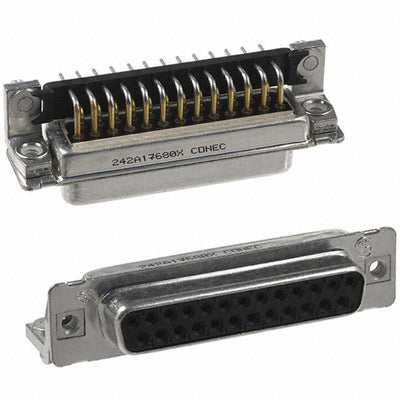 242A17680X by Conec - CONNECTOR D-SUB RCPT 25POS R/A SLDR