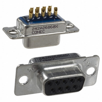 242A26860X by Conec - CONNECTOR D-SUB RCPT 9POS SLDR CUP