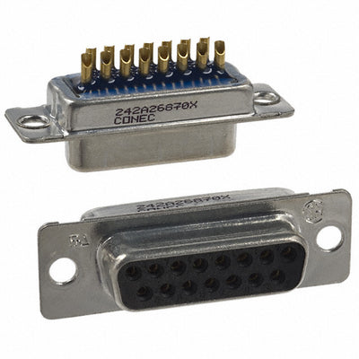 242A26870X by Conec - CONNECTOR D-SUB RCPT 15POS SLDR CUP