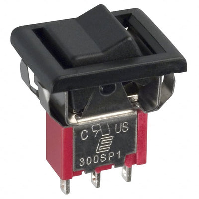 300SP1R6BLKM1QEBLK by E-Switch - ROCKER SWITCH SPDT 5A 120V