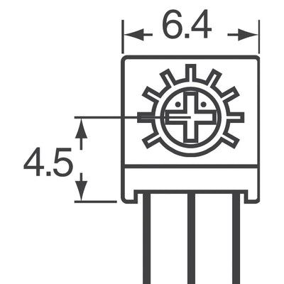 306JC201B by CTS Electrocomponents - TRIMMER 200 OHM 0.5W PC PIN SIDE