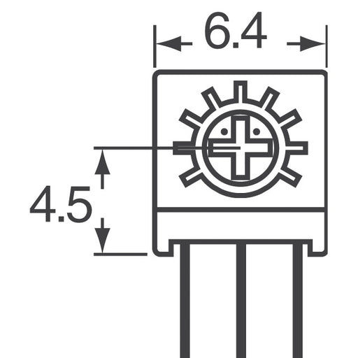 306JC201B by CTS Electrocomponents - TRIMMER 200 OHM 0.5W PC PIN SIDE