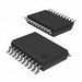 Two black integrated circuits with silver pins on a white background
