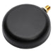 A black circular dome antenna with a gold-colored threaded connector on the side, shown against a plain white background.