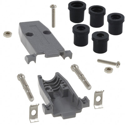 979-009-010-031 by NorComp Inc. - CONNECTOR BACKSHELL 9POS 180DEG GRAY