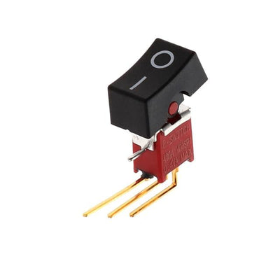 400AWMSP1R1BLKM7REI/O by E-Switch - ROCKER SWITCH SPDT 0.4VA 20V