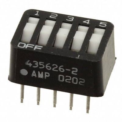 5-435626-2 by TE Connectivity ALCOSWITCH Switches - SWITCH DIP ROCKER 5POS BLACK T/H