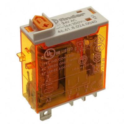 46.61.8.024.0040 by Finder Relays, Inc. - RELAY GEN PURPOSE SPDT 16A 24V
