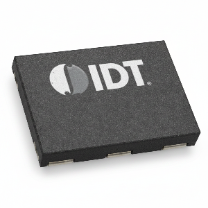Black electronic component with IDT logo on a white background