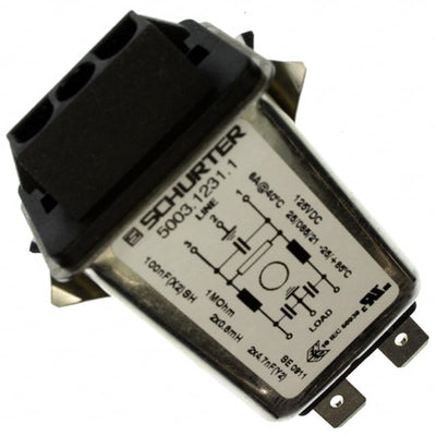 5003.1231.1 by SCHURTER Inc. - PWR ENT RCPT 125VDC 6A PANEL QC