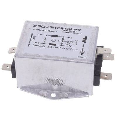 5500.2047 by SCHURTER Inc. - LINE FILTER 125/250VAC 20A CHASS