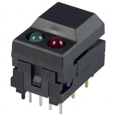 5501MBLKREDGRN by E-Switch - PUSH SWITCH SPDT 0.3A 12V
