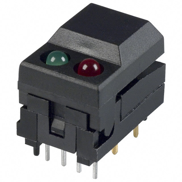 5501MBLKREDGRN by E-Switch - PUSH SWITCH SPDT 0.3A 12V