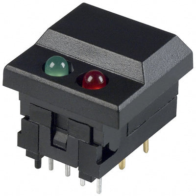 5511MBLKREDGRN by E-Switch - PUSH SWITCH SPDT 0.03A 12V