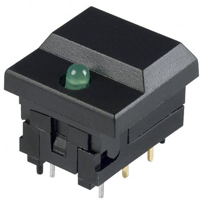 5511MBLKGRN by E-Switch - PUSH SWITCH SPDT 0.03A 12V