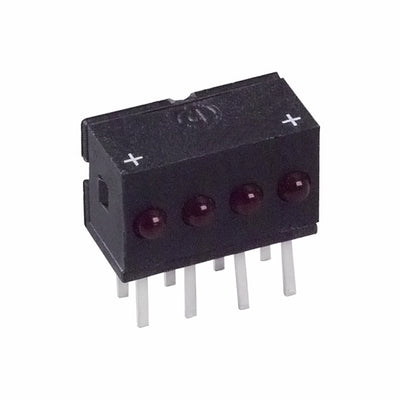 5554009F by Dialight - LED CBI 2MM RED 5V RES QUAD TH