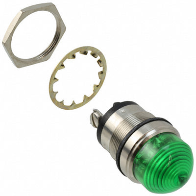 5563605304F by Dialight - LED PNL MT 1"" 125VAC WT DOME GRN