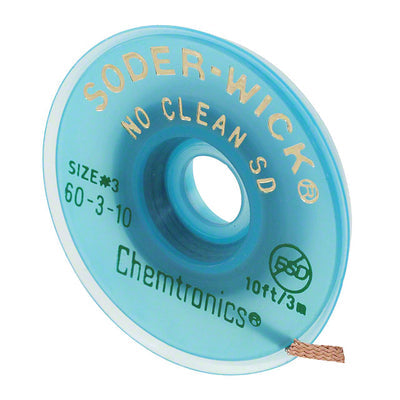 60-3-10 by Chemtronics - DESOLDER BRAID NO-CLN 0.08"" 10